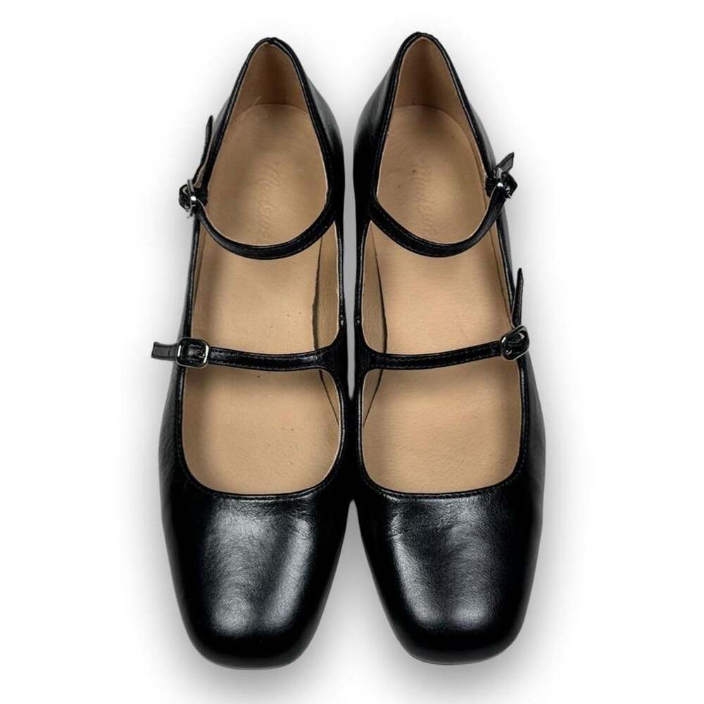MADEWELL The Nettie Heeled Mary Janes in Black Leather Women’s 8